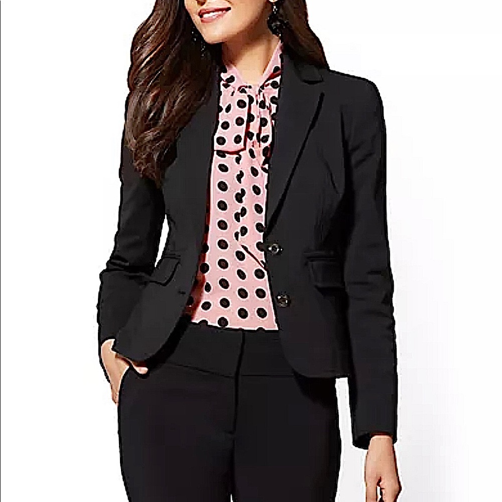 Topstitched Two-Button Jacket - All-Season Stretch - 7th Avenue
